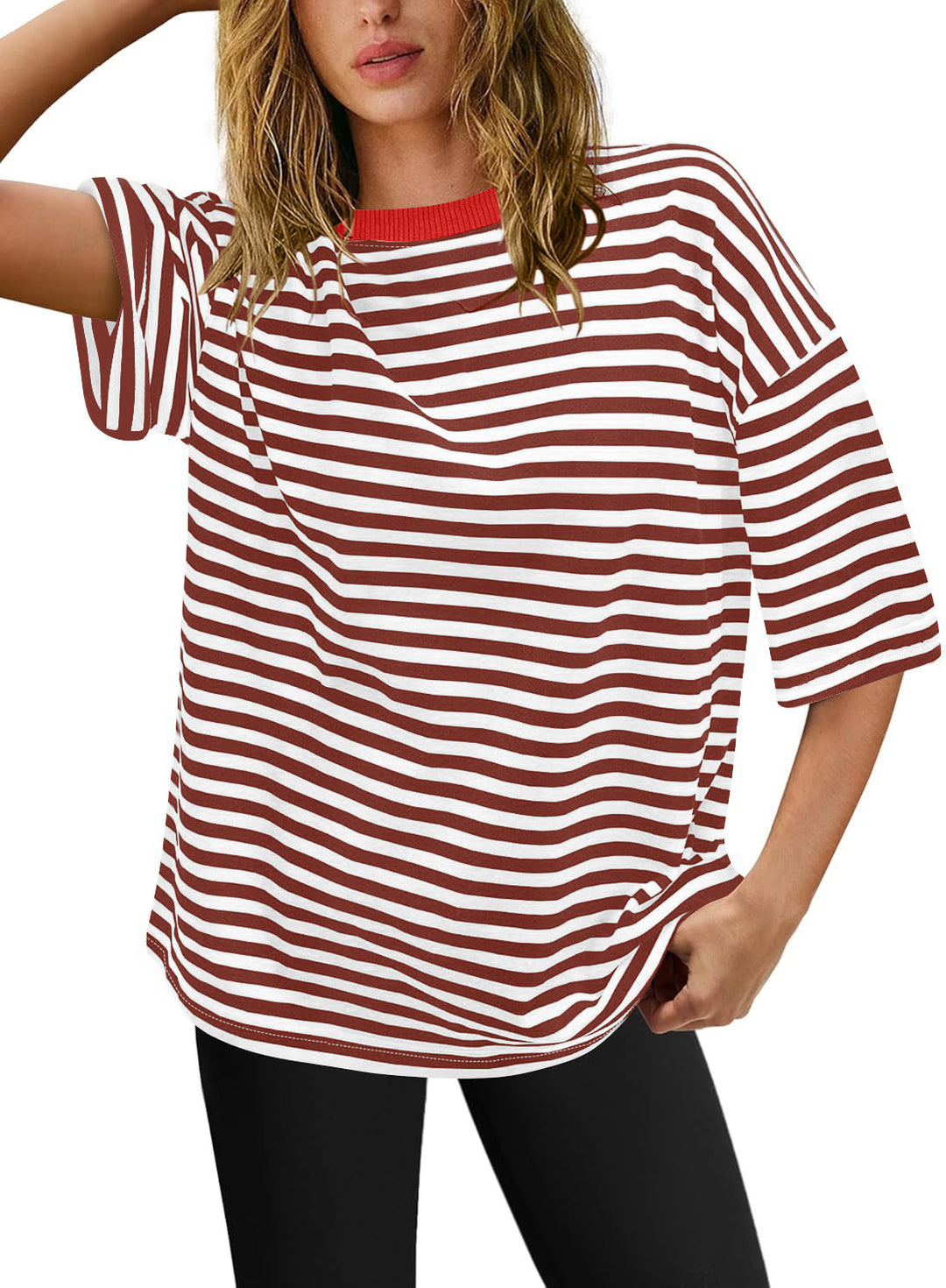 Damen Übergrößen T-Shirt mit Streifenmuster Drune