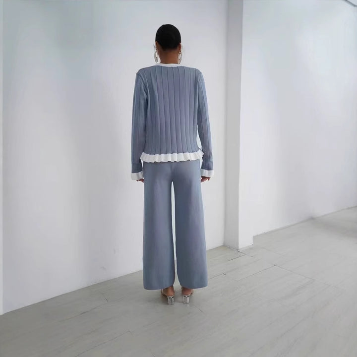 Damen Eleganter Strickanzug mit feinen Rippdetails und zeitlosem Design Drune