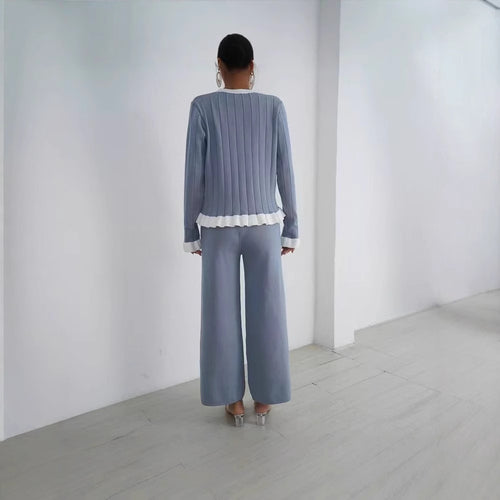 Damen Eleganter Strickanzug mit feinen Rippdetails und zeitlosem Design Drune