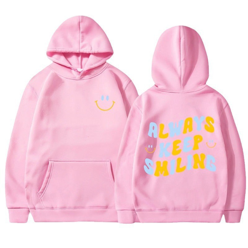 Damen Kapuzenpullover mit fröhlichem Schriftzug und praktischen Kängurutaschen Drune