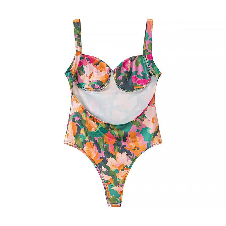 Damen Weite Cropped-Hose mit elastischem Bund und aquarelligem Blumenprint Drune
