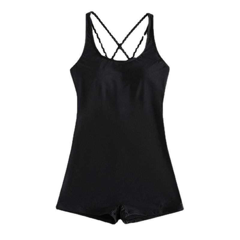 Damen Sportlicher Einteiler Badeanzug mit tiefem Ausschnitt Drune