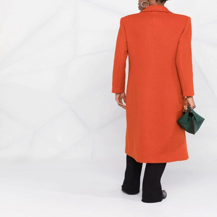 Damen Maxilanger Wollmix-Longcoat mit schlanker Nahtführung und verdeckten Eingrifftaschen Drune