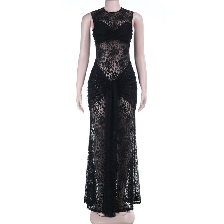 Damen Spitzen-Maxikleid Drune