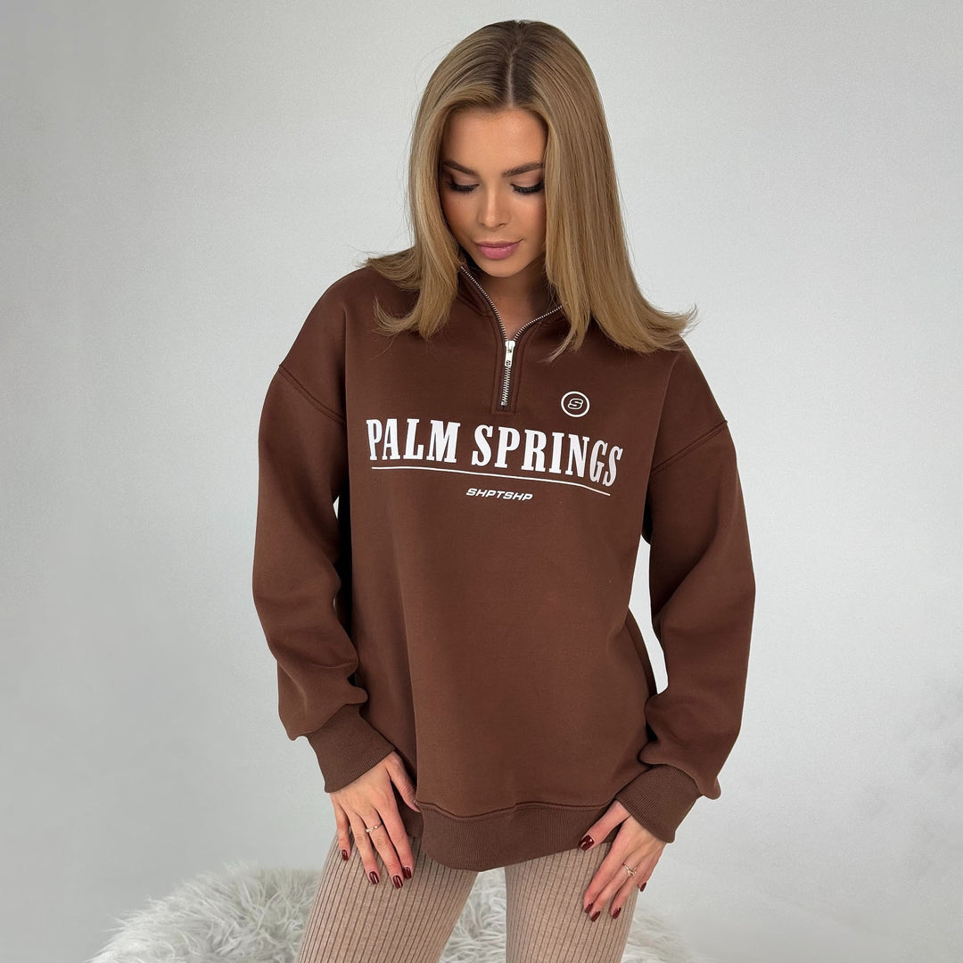 Damen lässiges Sweatshirt mit halb hohem Kragen und grafischem Druck Drune
