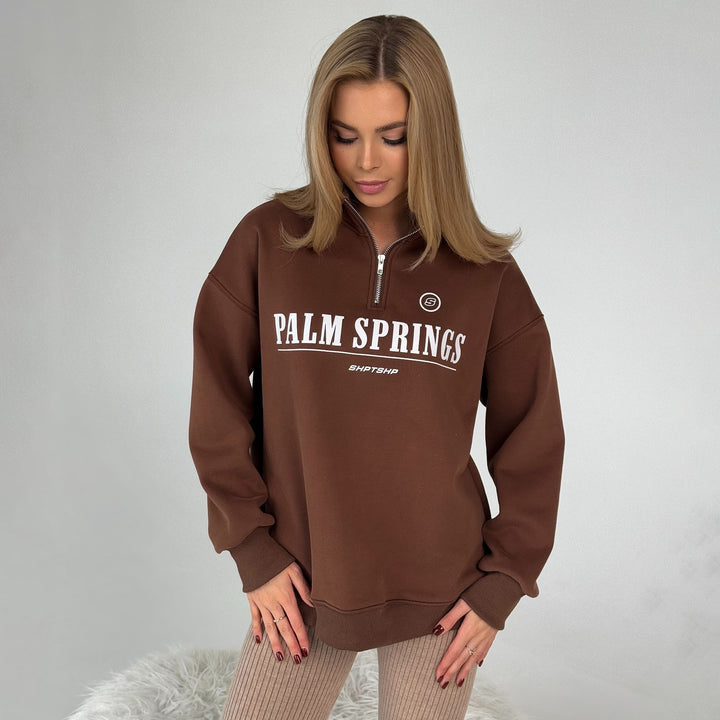 Damen lässiges Sweatshirt mit halb hohem Kragen und grafischem Druck Drune