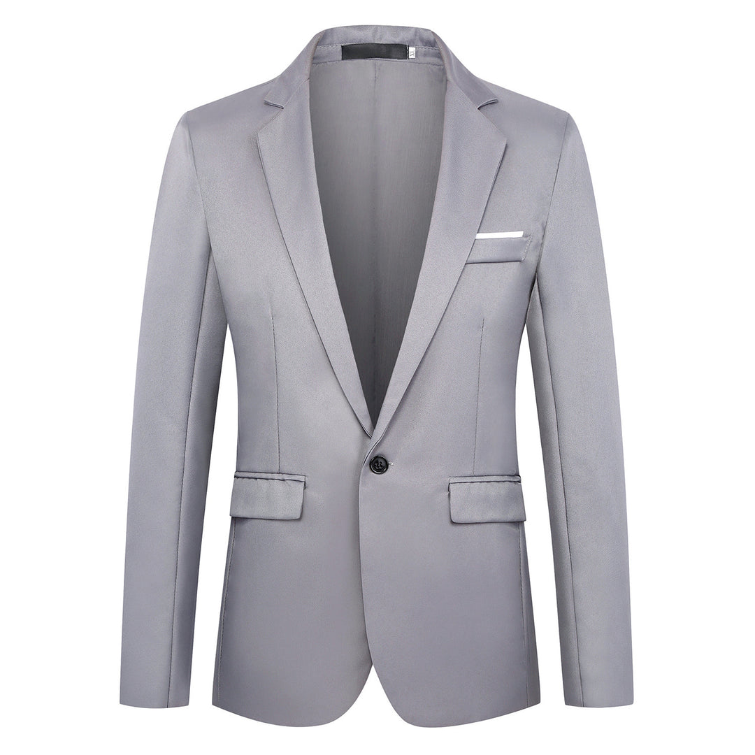 Herren nan tailliertes Satin-Sakko mit schmaler Silhouette, Notch-Revers und dekorativer Brustpaspel Drune