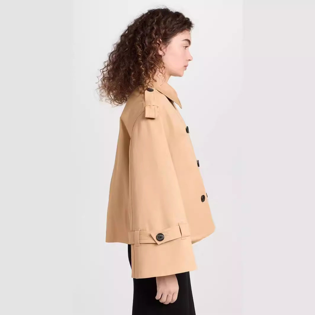 Damen Kurzer Doppelreihiger Trenchcoat im Boxy-Schnitt Drune