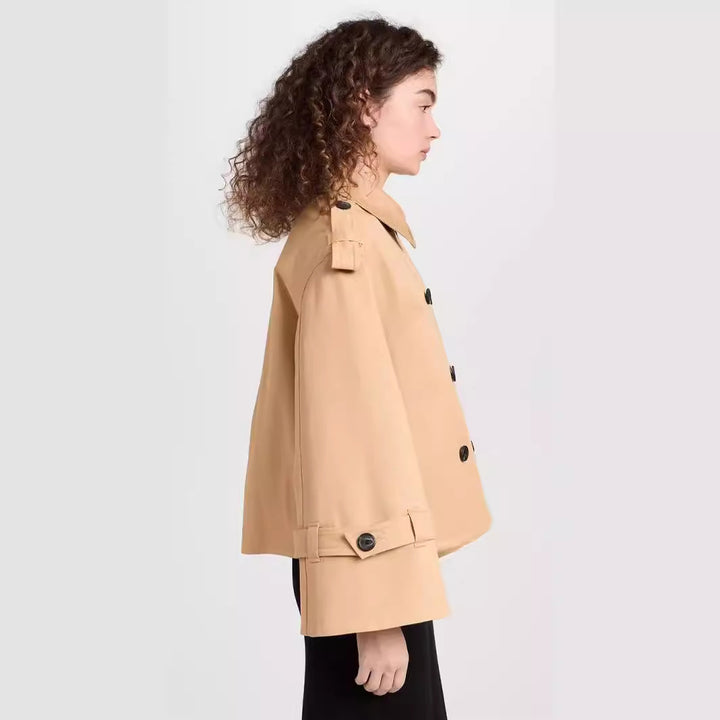 Damen Kurzer Doppelreihiger Trenchcoat im Boxy-Schnitt Drune