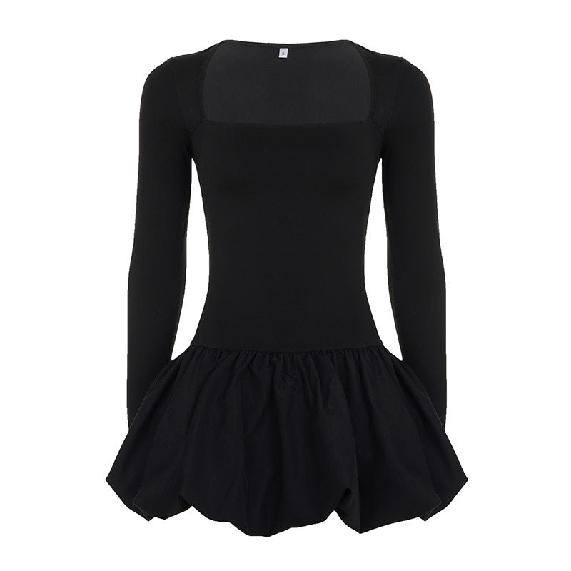 Damen nan figurbetonter Ballett-Body mit langem Arm und gerafftem Tulpenrock Drune