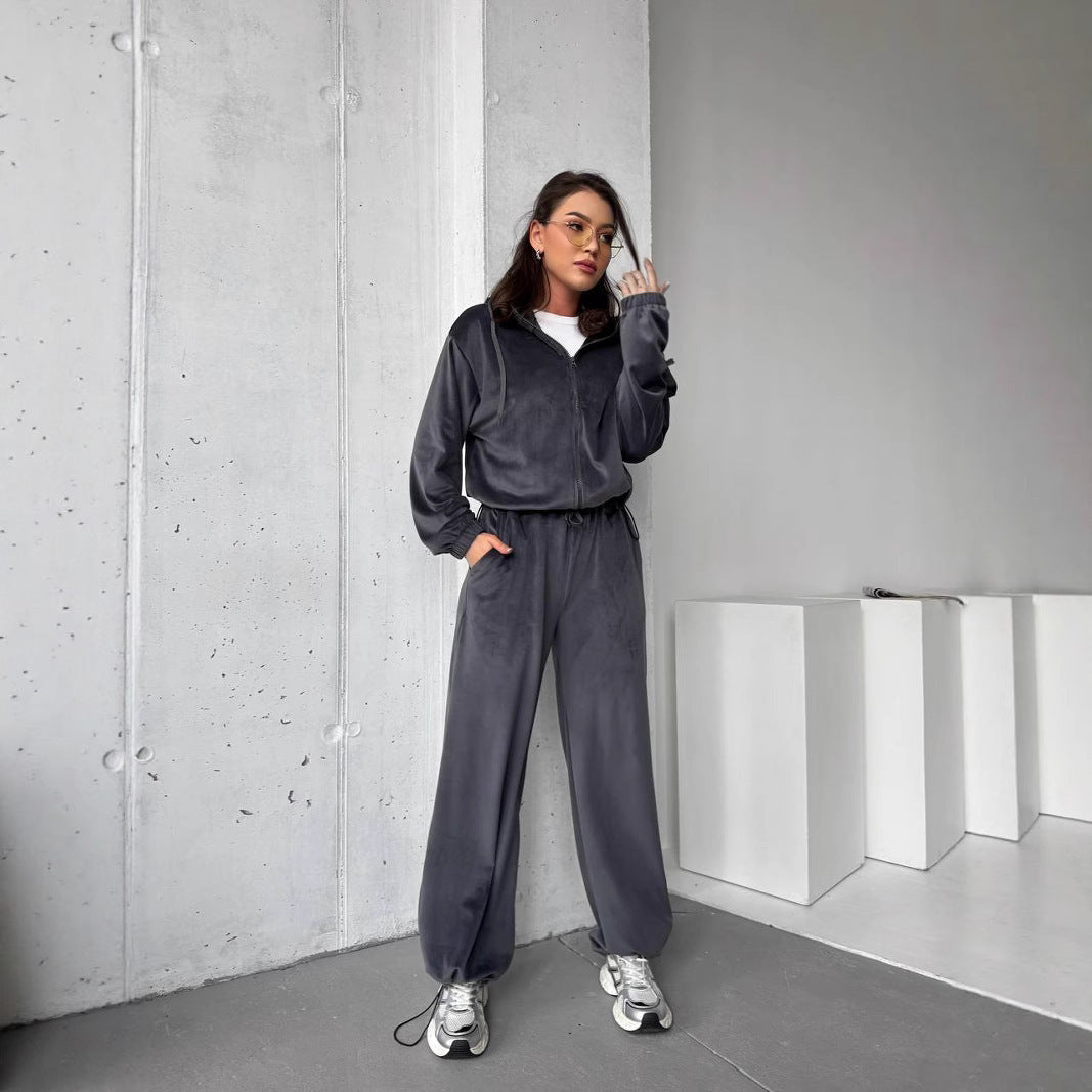 Damen Fleece-Sportanzug mit praktischen Taschen und lässigem Schnitt