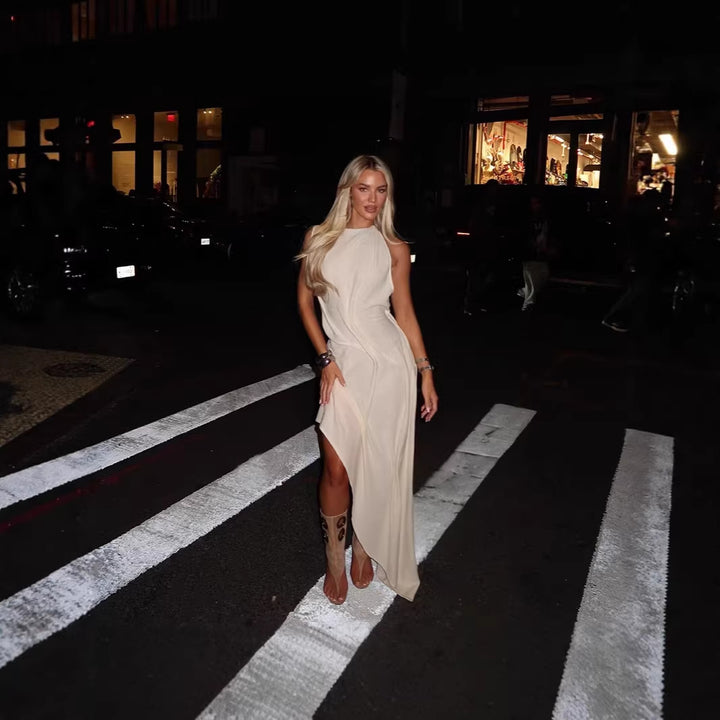 Damen asymmetrisches Freizeitkleid Drune