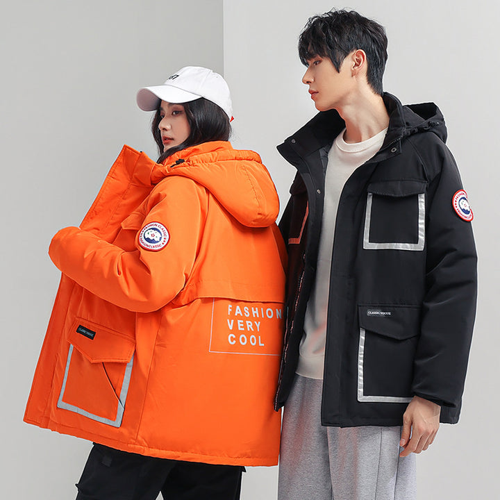 Damen Parka-Jacke mit Kapuze, wattiert, reflektierenden Einsätzen und großen Cargo-Taschen Drune
