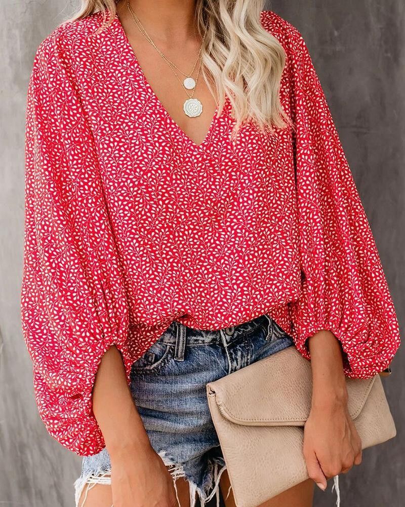 Damen Elegant geschnittene Bluse mit Leopardenmuster und Volantärmeln Drune
