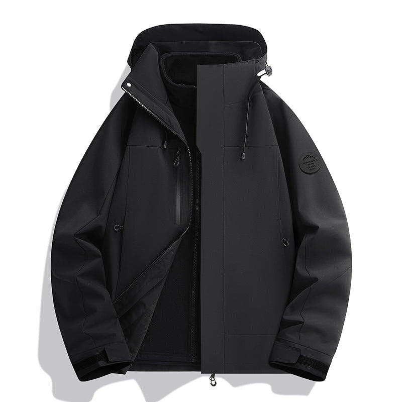 Unisex Wasserabweisende Softshelljacke mit Fleece-Innenfutter und Verstellbarer Kapuze Drune