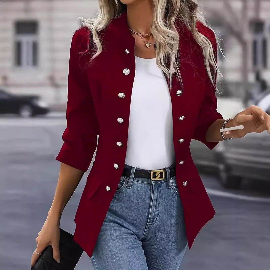 Damen Blazer mit stylishen Druckknöpfen und eleganter Passform Drune