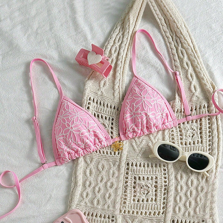 Damen Triangel-Bikini mit floralem Design Drune