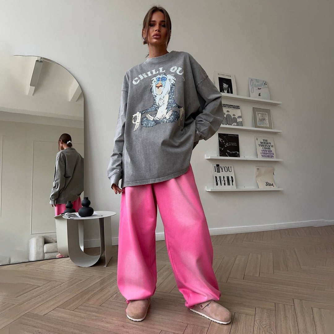 Damen Lässiges Sweatshirt mit vielseitigem Grafikdruck Drune