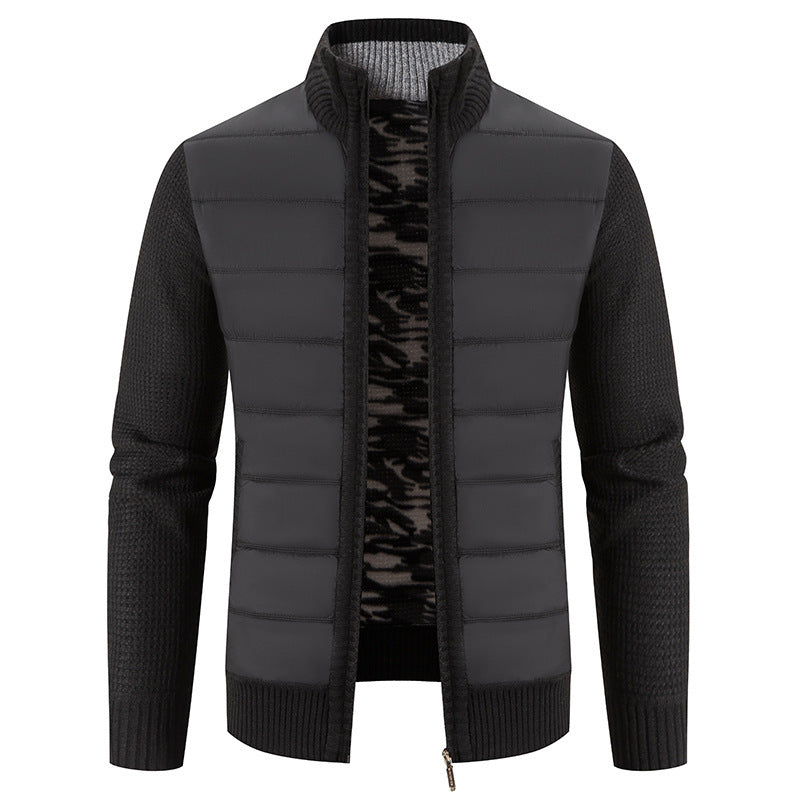 Drune | Herren Winter Steppjacke mit gestrickten Ärmeln und Reißverschlussverschluss