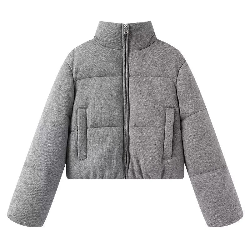 Damen nan cropped Teddy-Steppblouson mit hohem Kragen und verdecktem Reißverschluss Drune