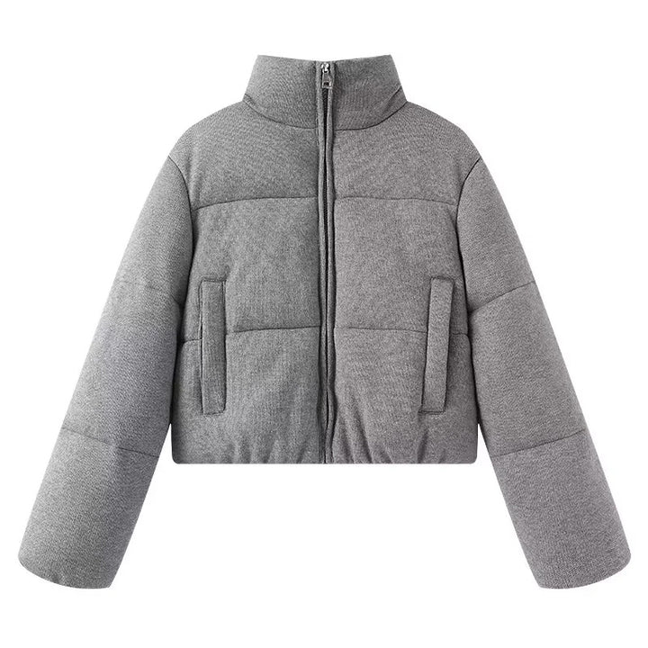 Damen nan cropped Teddy-Steppblouson mit hohem Kragen und verdecktem Reißverschluss Drune