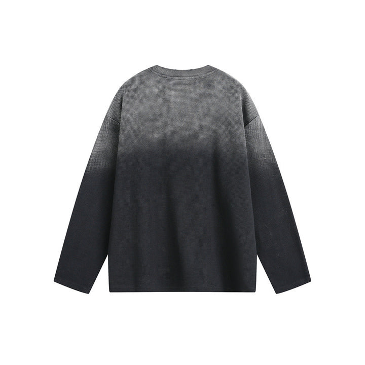 Unisex Oversize-Longsleeve Sweatshirt mit Dip-Dye, großflächigem Grafikprint und Brusttasche Drune