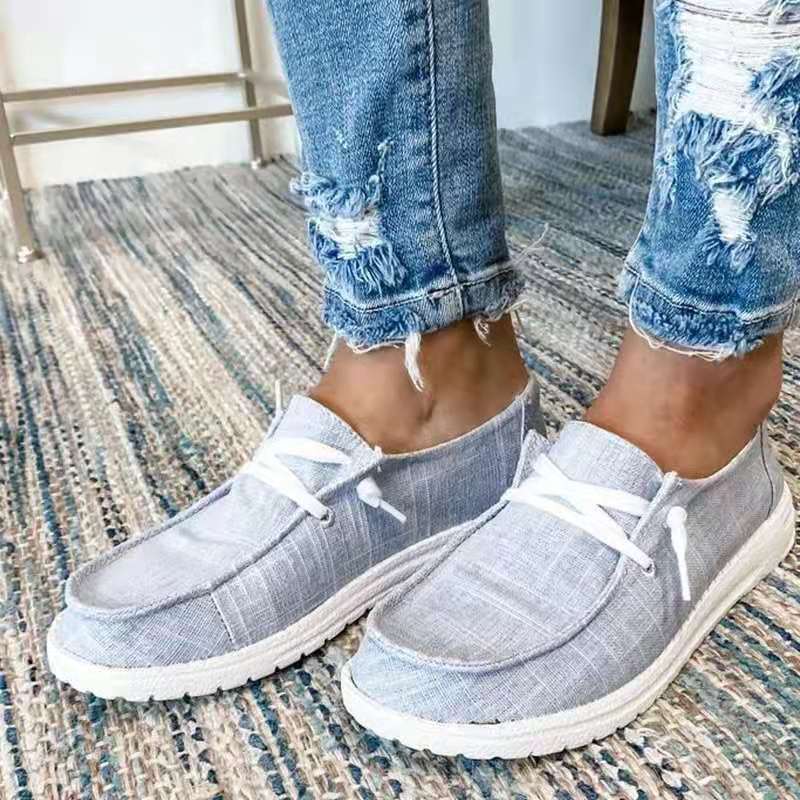 Damen nan Segeltuch-Mokassin-Sneaker mit elastischer Schnürung gepolstertem Komfortfußbett und profilierter Gummisohle Drune