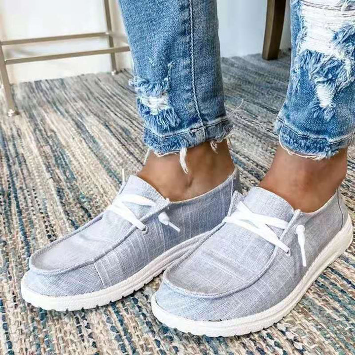 Damen nan Segeltuch-Mokassin-Sneaker mit elastischer Schnürung gepolstertem Komfortfußbett und profilierter Gummisohle Drune