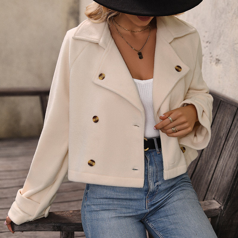 Damen Elegante Kurzjacke mit Knopfdetails Drune