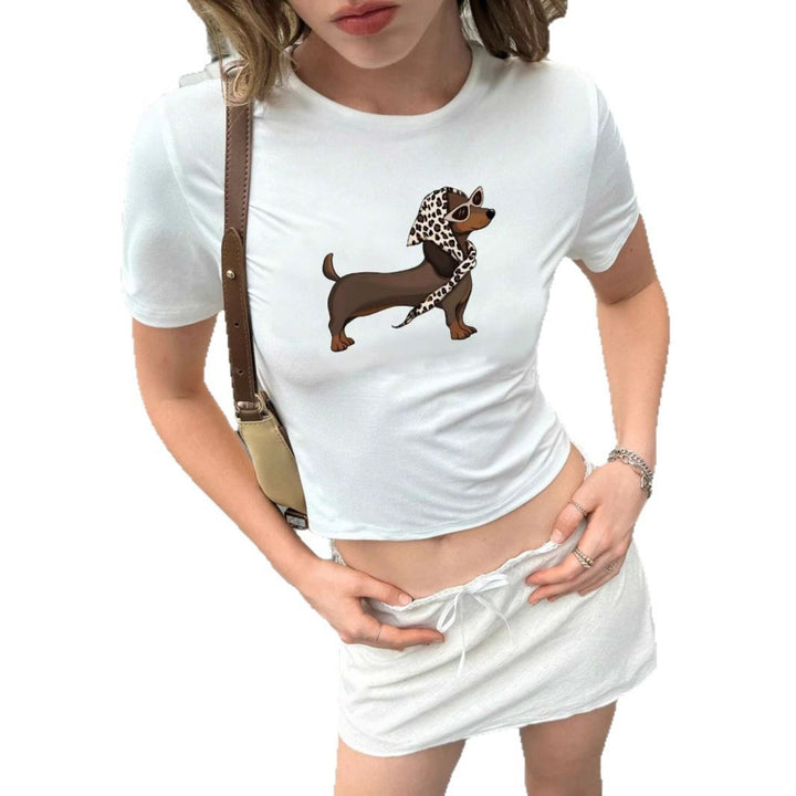 Damen T-Shirt mit originellem Tiermotiv und figurbetontem Schnitt Drune
