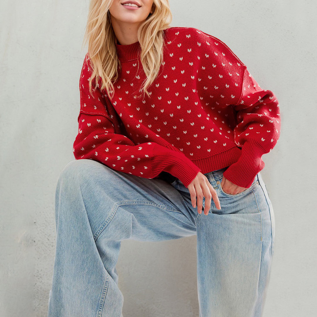 Damen lässiger Pullover mit strukturiertem Design und baumwollartiger Textur Drune