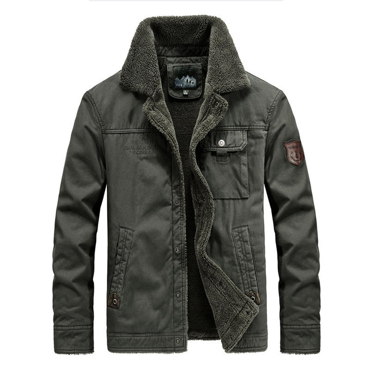 Herren Robust verarbeitete Canvas-Blousonjacke mit vollem Sherpa-Innenfutter und Utility-Taschen Drune