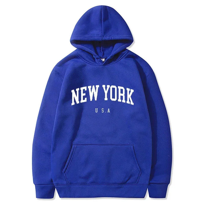 Damen Kapuzenpullover mit modischem New York Print und bequemer Passform Drune