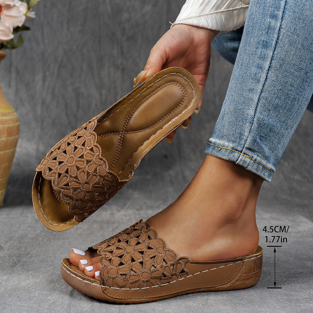 Damen Bequeme Pantoletten mit modischem Blumendesign Drune