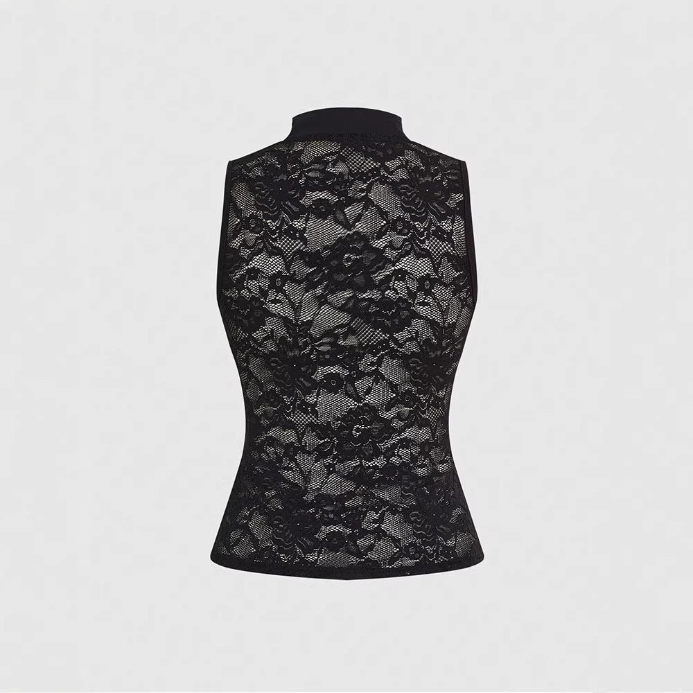 Damen Chinesisches Sticktop mit hochgeschlossenem Design und floralem Motiv Drune