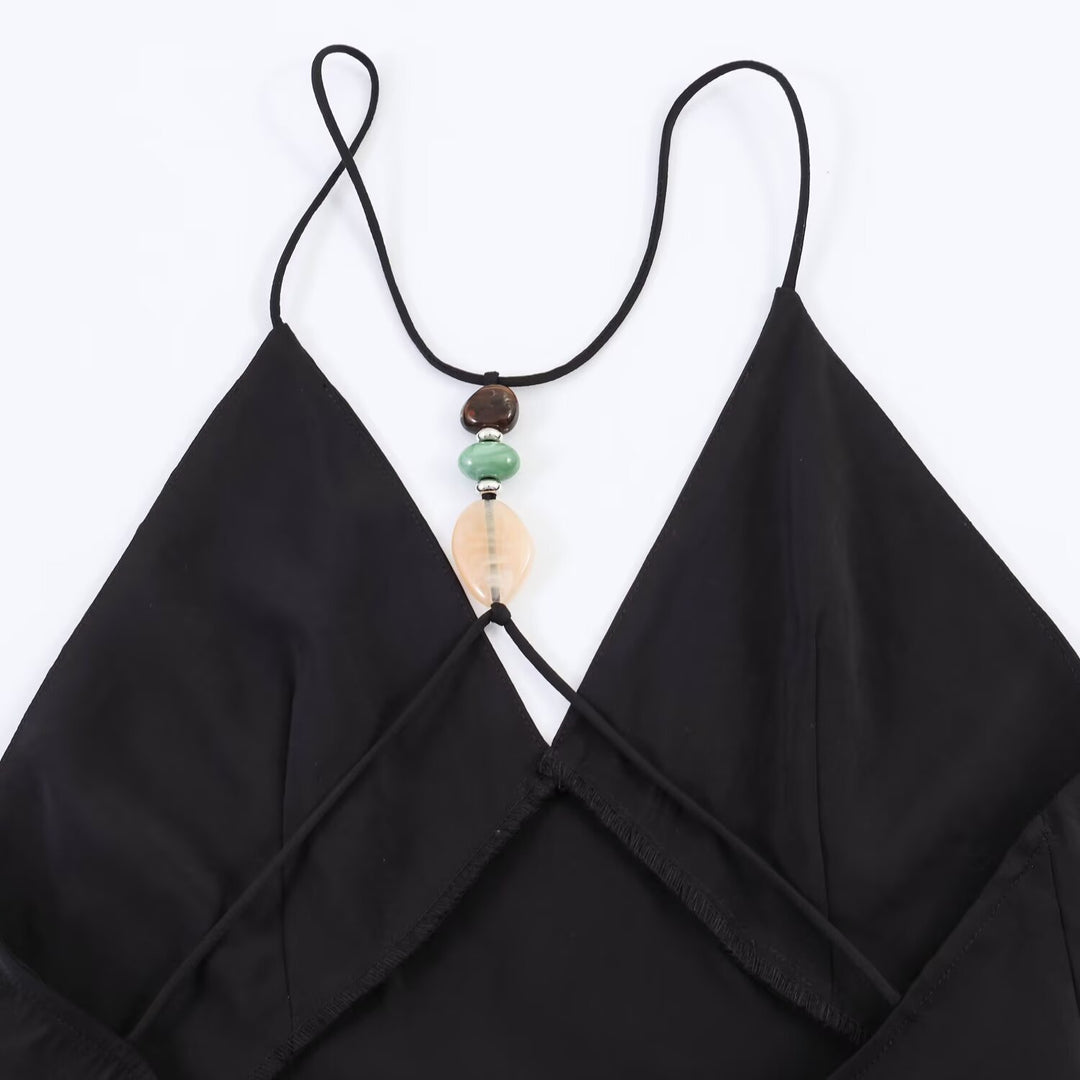 Damen Maxikleid mit verstellbaren Trägern und elegantem Rückenausschnitt Drune