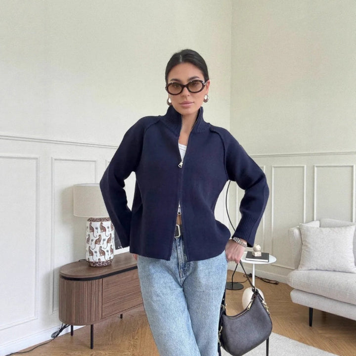 Damen Modische Strickjacke mit Reißverschluss Drune
