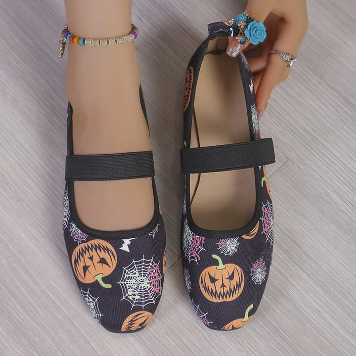 Damen Halloween-Motiv Ballerinas mit elastischem Fußbett Drune