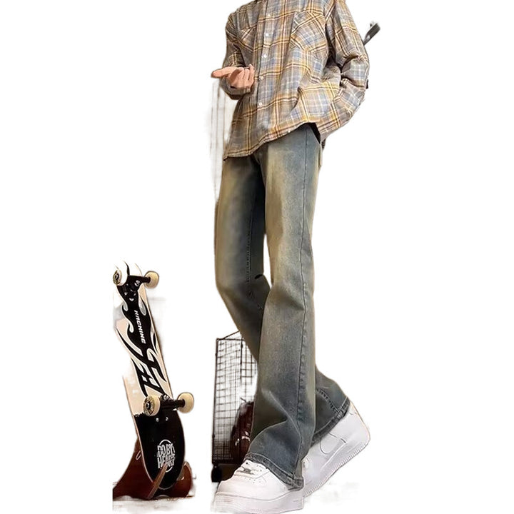 Herren lässige Bootcut-Jeans mit ausgefranstem Saum und bequemem Schnitt Drune
