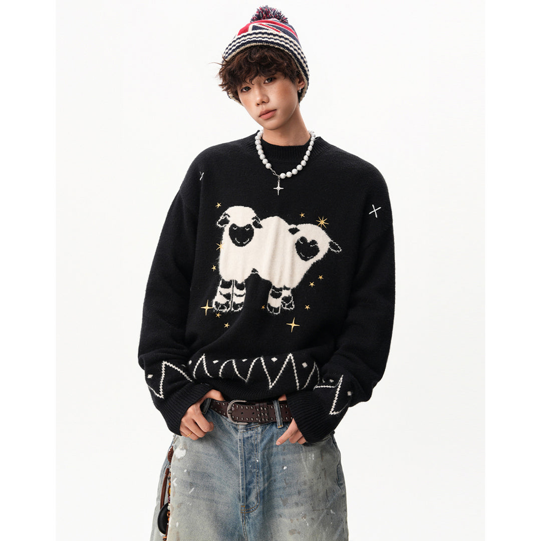 Herren Grobstrickpullover mit tierischem Motiv Drune