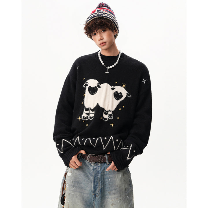 Herren Grobstrickpullover mit tierischem Motiv Drune