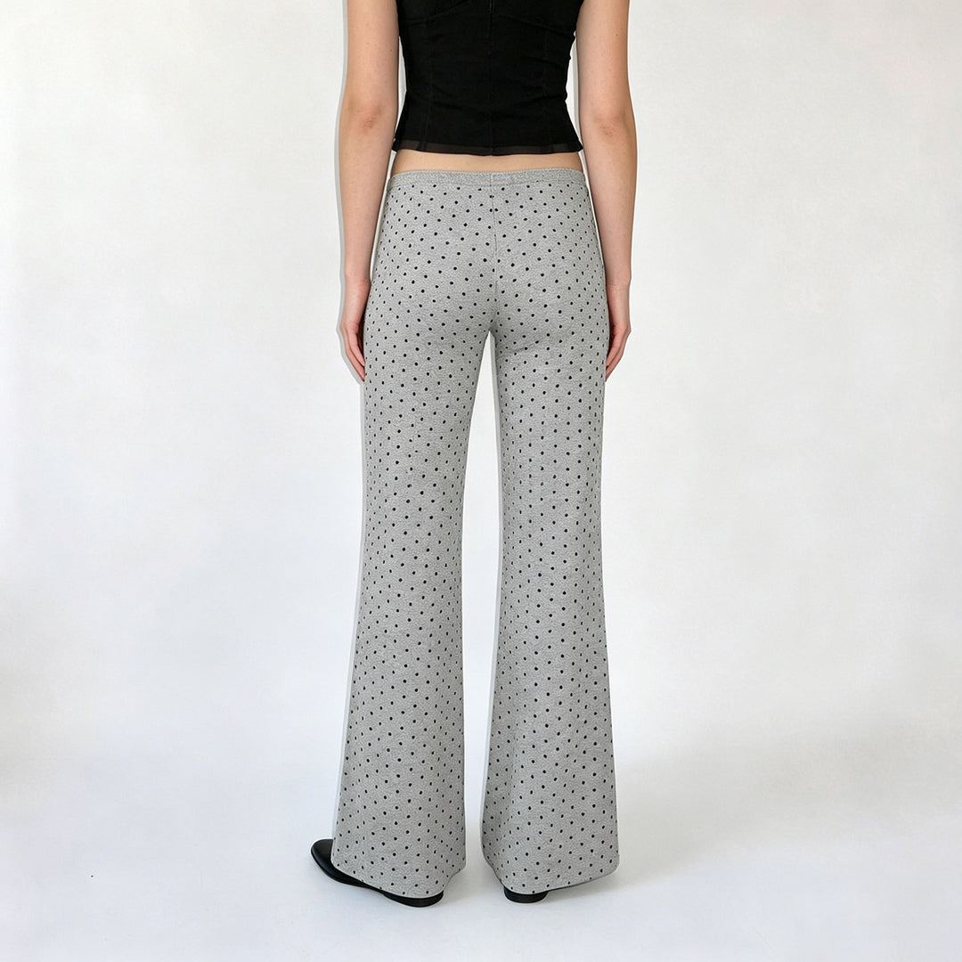Damen nan gemütliche Highwaist-Loungehose mit weitem Schlag, elastischem Komfortbund, Kordelzug und dezentem Punkte-Print Drune