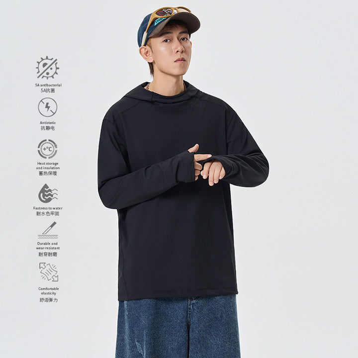 Herren Kapuzenpullover mit hohem Schalkragen aus technischem Stretchjersey Drune