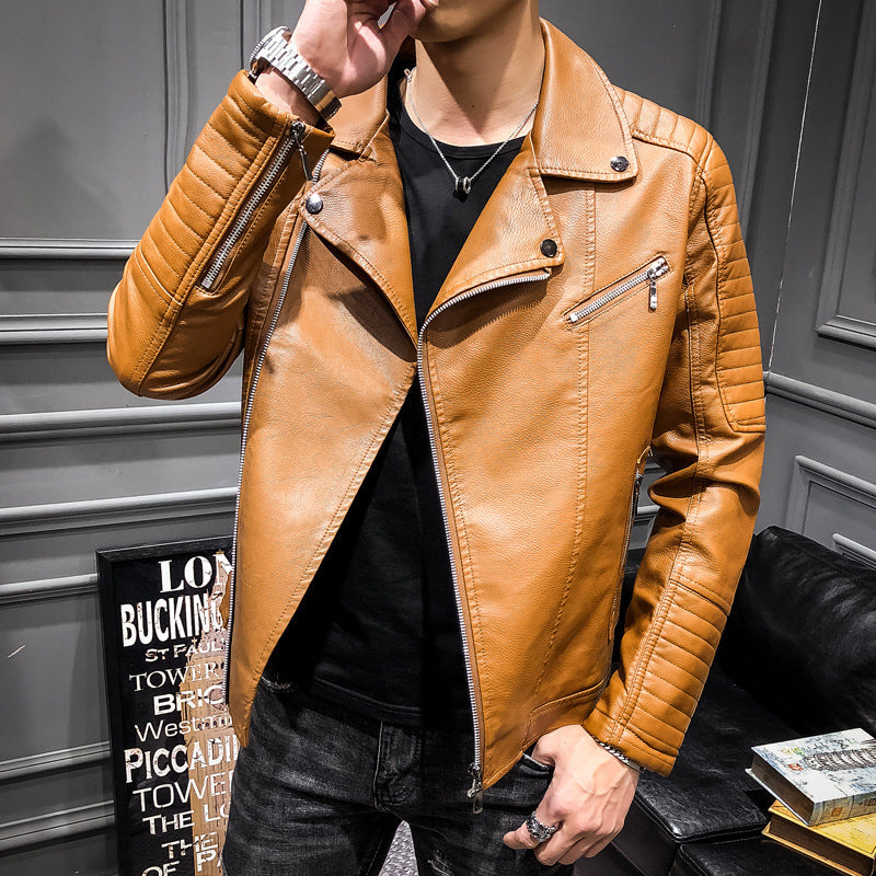 Herren Modische Bikerjacke aus hochwertigem Kunstleder Drune