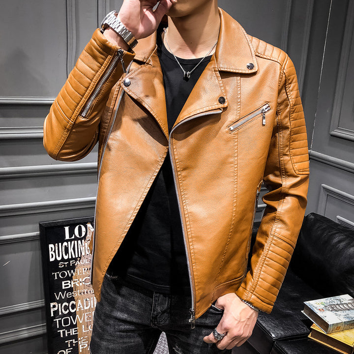 Herren Modische Bikerjacke aus hochwertigem Kunstleder Drune