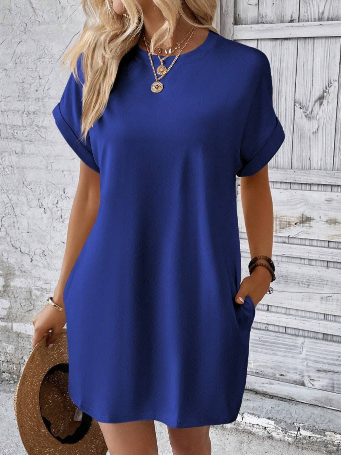 Damen Lockeres T-Shirt-Kleid mit praktischen Taschen und lässigem Design Drune