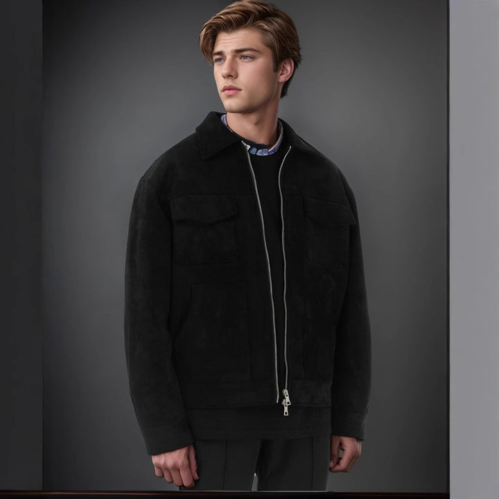 Herren modische Jacke mit praktischen aufgesetzten Taschen und Reißverschluss Drune