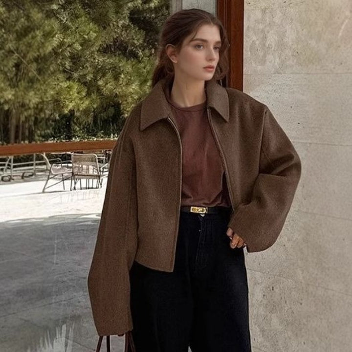 Damen modische Kurzjacke mit lässigem Schnitt Drune