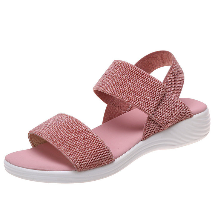 Damen Strick‑Sandalen mit elastischen Riemen und dämpfender Plateau‑Sohle Drune