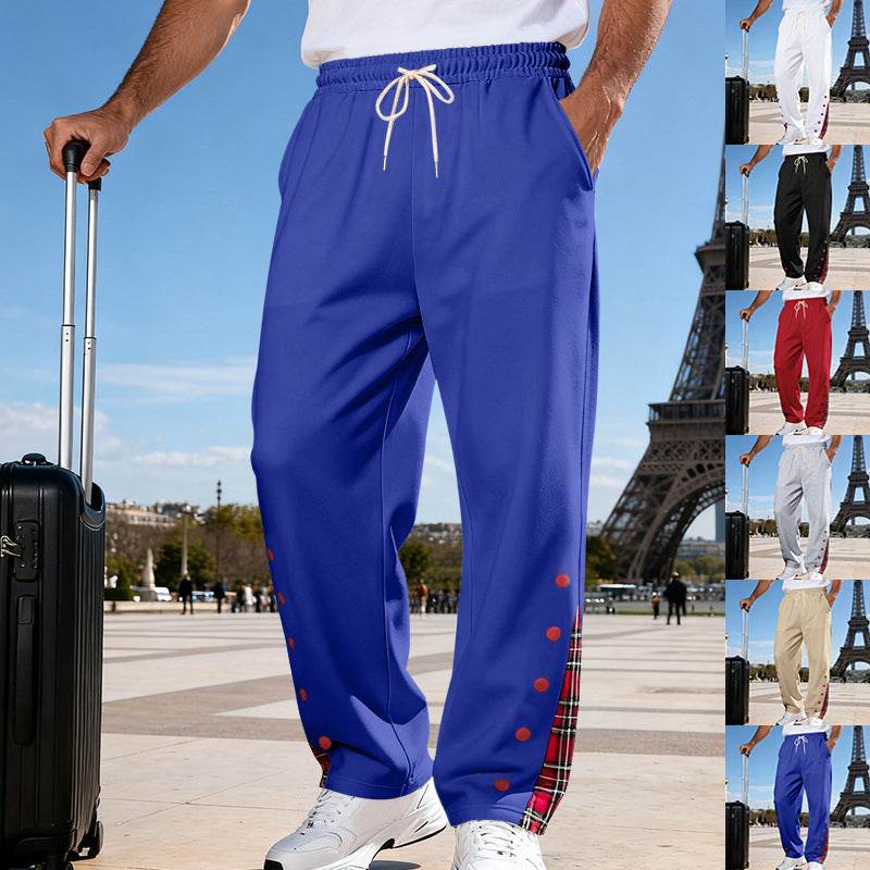 Herren Lässige Sweatpants mit Karoinnenblende und Druckknopf-Leiste Drune